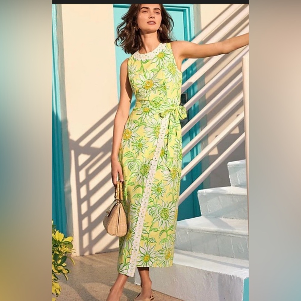 Lilly Pulitzer Yellow & Green Floral Maxi Dress
